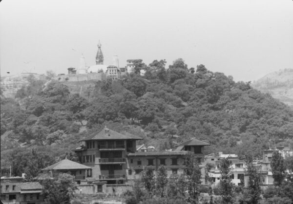 Swayhambunath above Vajra Hotel, circa 1980.