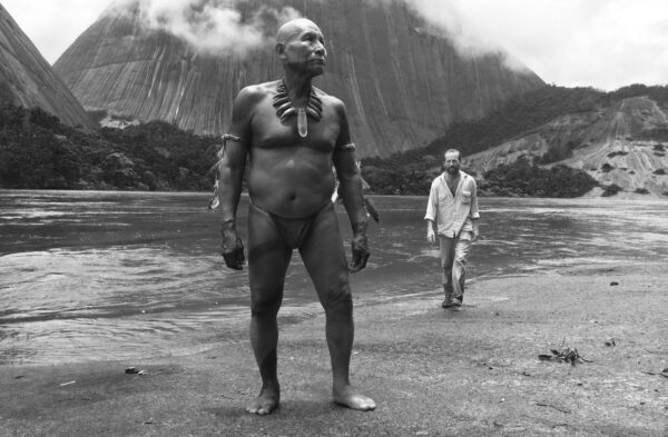 An image from Embrace of the Serpent with Schultes in the background