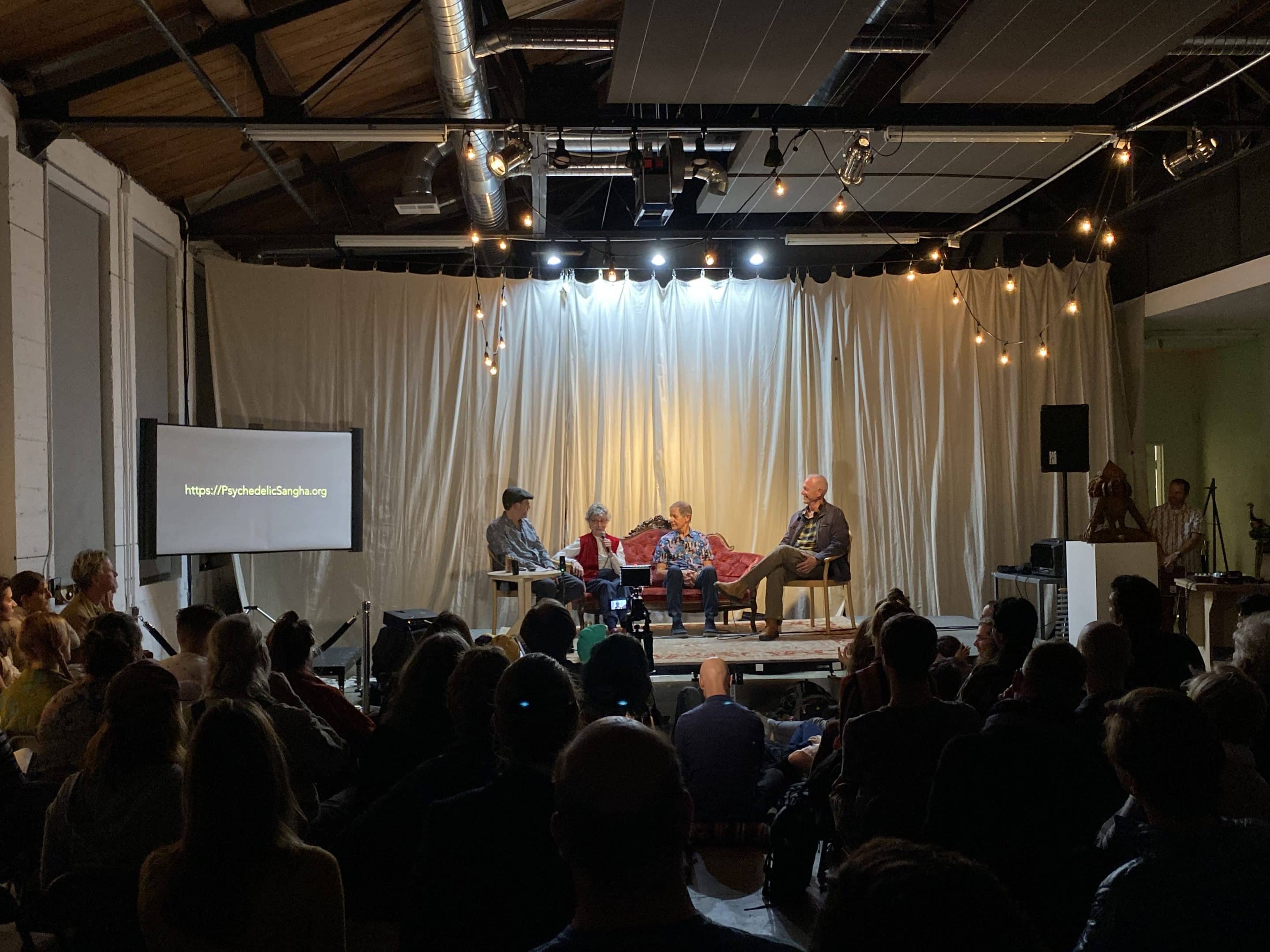 Erik Davis, Mariavittoria Mangini, David Presti, and Allan Badiner at Secret Drugs of Buddhism discussion panel